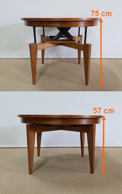 „Hebe- und Senke“-Tisch aus Mahagoni – 1970er Jahre