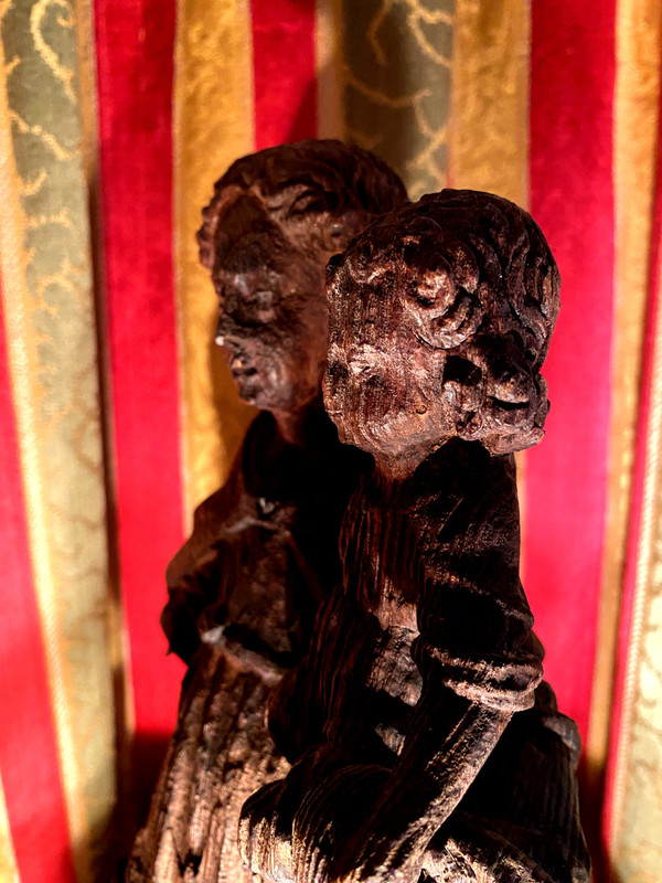 Virgin and Child carved in standing resinous wood from the 18th century mountain work