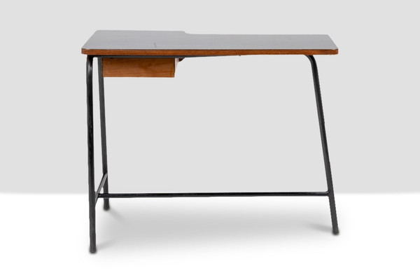 Jacques Hitier pour MBO, Bureau en chêne et métal noir, année 1951