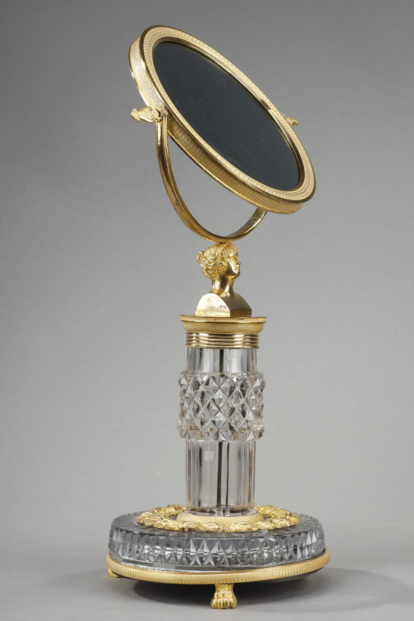 Miroir de toilette en Cristal taillé et monture en bronze doré Charles X