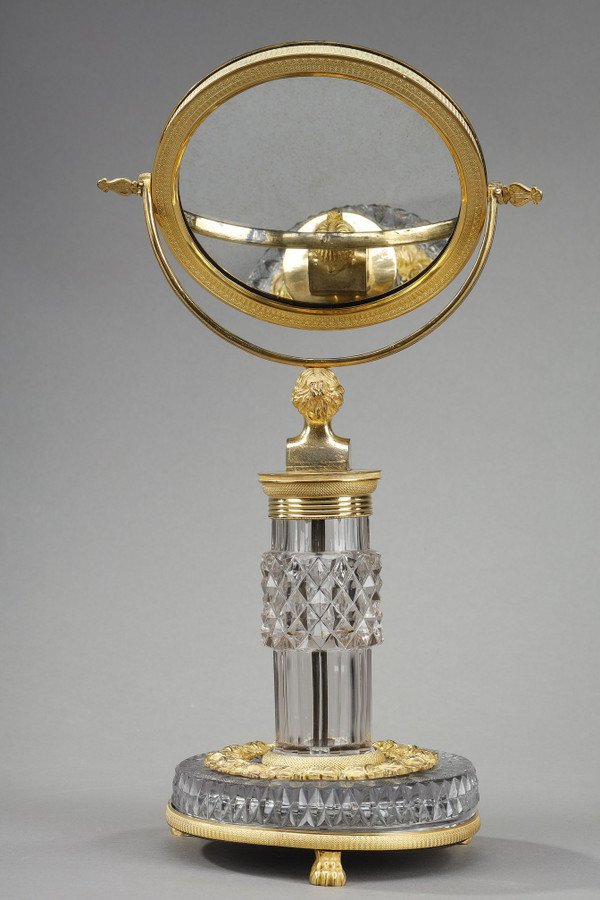 Miroir de toilette en Cristal taillé et monture en bronze doré Charles X