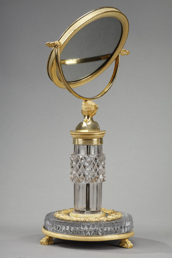 Miroir de toilette en Cristal taillé et monture en bronze doré Charles X