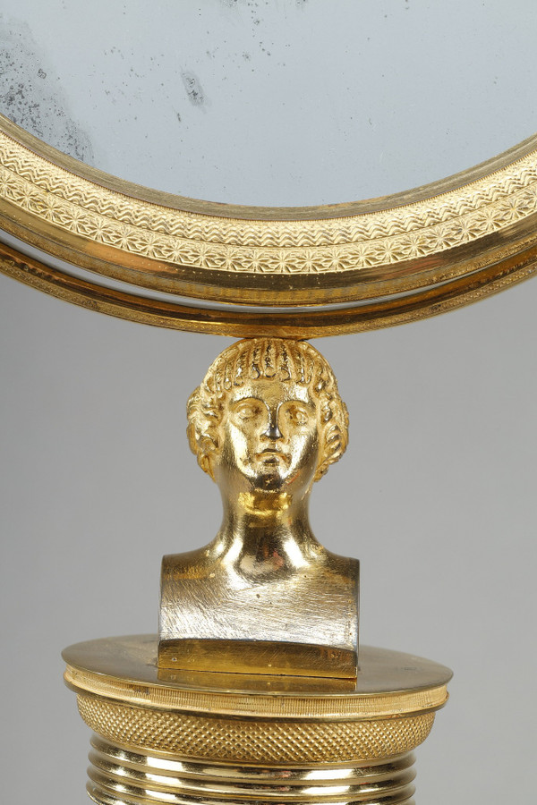 Miroir de toilette en Cristal taillé et monture en bronze doré Charles X