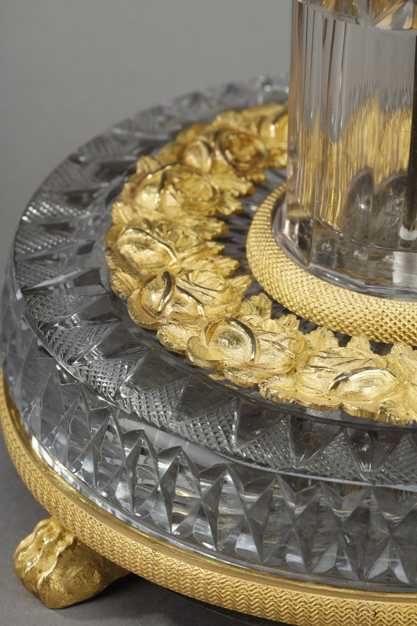 Miroir de toilette en Cristal taillé et monture en bronze doré Charles X