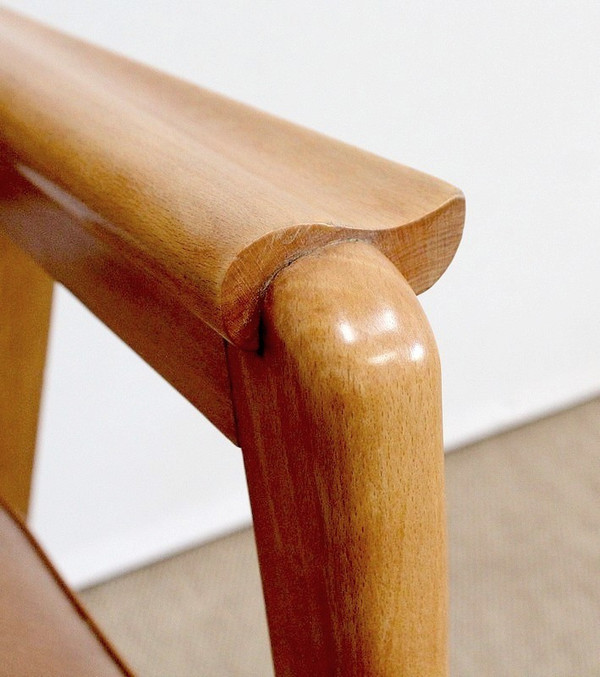 Paire de Fauteuils Bridge, en Hêtre Naturel – 1950