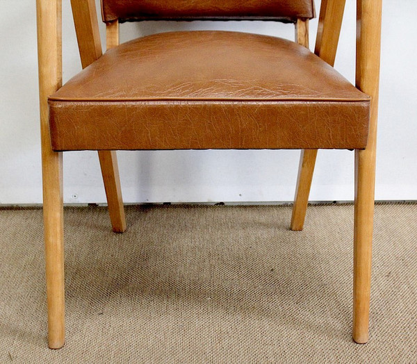 Paire de Fauteuils Bridge, en Hêtre Naturel – 1950