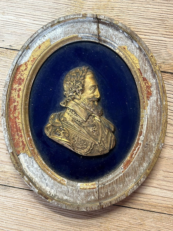 Pair De Portraits En Médaillons - Profils En Bronze Doré Henry IV Et Sully époque XVIIIème