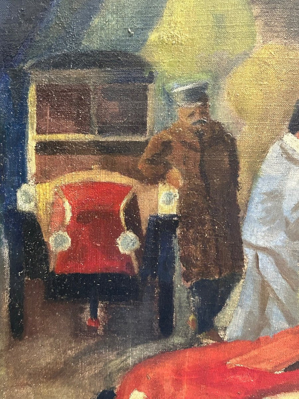 Die Alten Autos - Öl Auf Leinwand Gemälde Von J Mint - Renault 1902