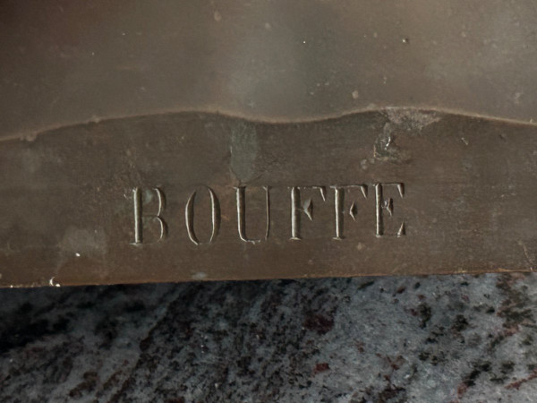 Paul Flosi Busto in bronzo del XIX secolo raffigurante Bouffe Datato 1853 Riduzione Colas