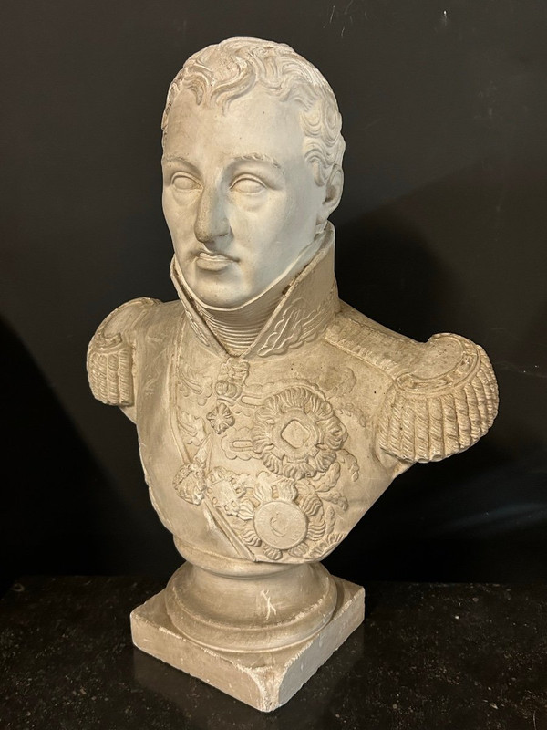 Antico Busto Di Carlo Félix - Re Di Sardegna (1765-1831) In Gesso H 62 Cm