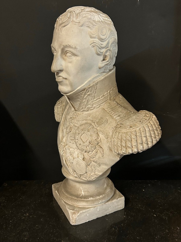 Antico Busto Di Carlo Félix - Re Di Sardegna (1765-1831) In Gesso H 62 Cm
