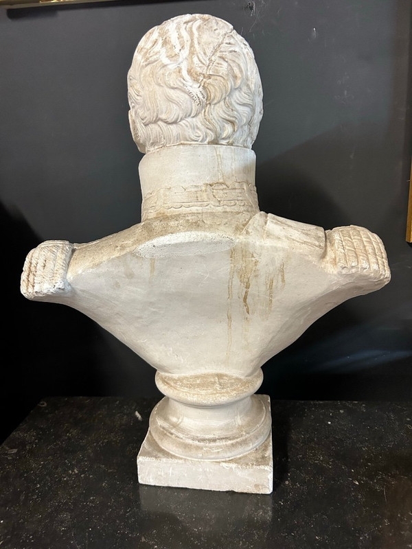 Antico Busto Di Carlo Félix - Re Di Sardegna (1765-1831) In Gesso H 62 Cm