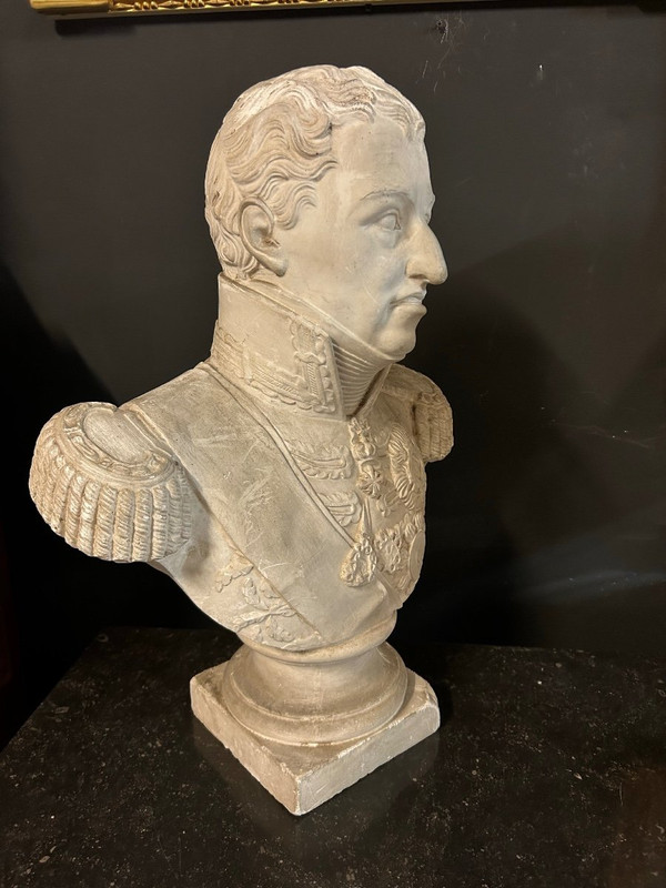 Antico Busto Di Carlo Félix - Re Di Sardegna (1765-1831) In Gesso H 62 Cm