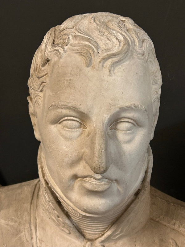 Antico Busto Di Carlo Félix - Re Di Sardegna (1765-1831) In Gesso H 62 Cm