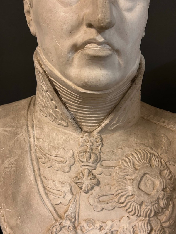 Antico Busto Di Carlo Félix - Re Di Sardegna (1765-1831) In Gesso H 62 Cm
