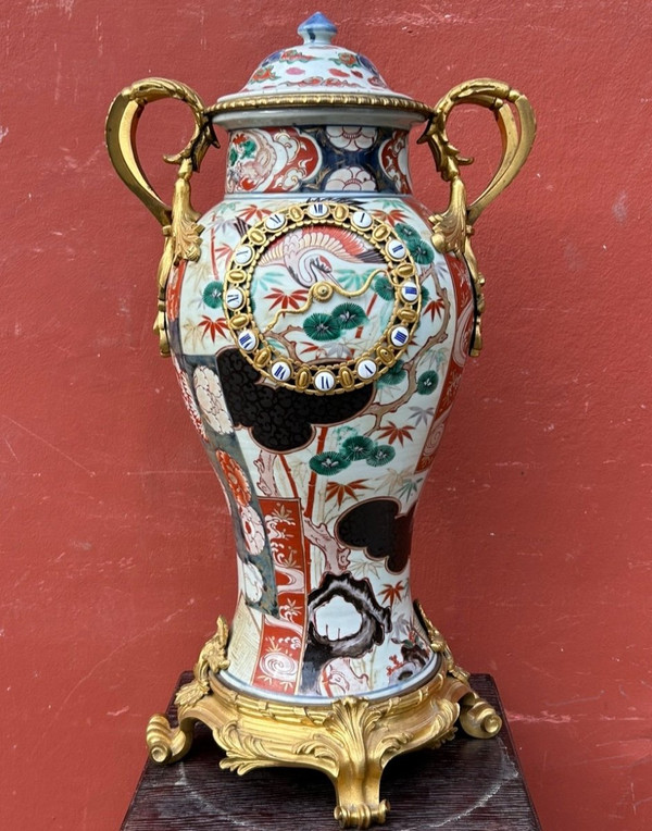 Important Japanese Vase Clock 19th Century Gilt Bronze Mount - Japan