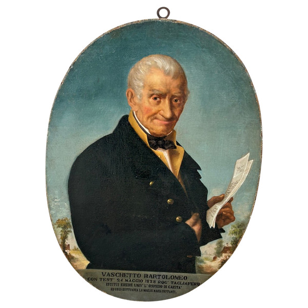 Portrait De Vaschetto Bartolomeo - oil on canvas early XIXth - painting - tableau