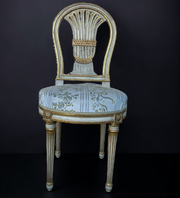 Suite Of Four Louis XVI Style Hot Air Balloon Chairs - Lacquered And Gilded Wood