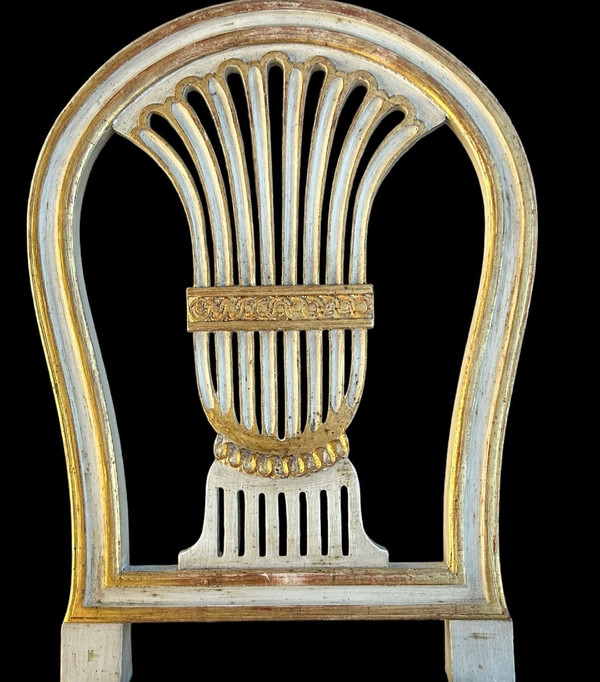 Suite Of Four Louis XVI Style Hot Air Balloon Chairs - Lacquered And Gilded Wood