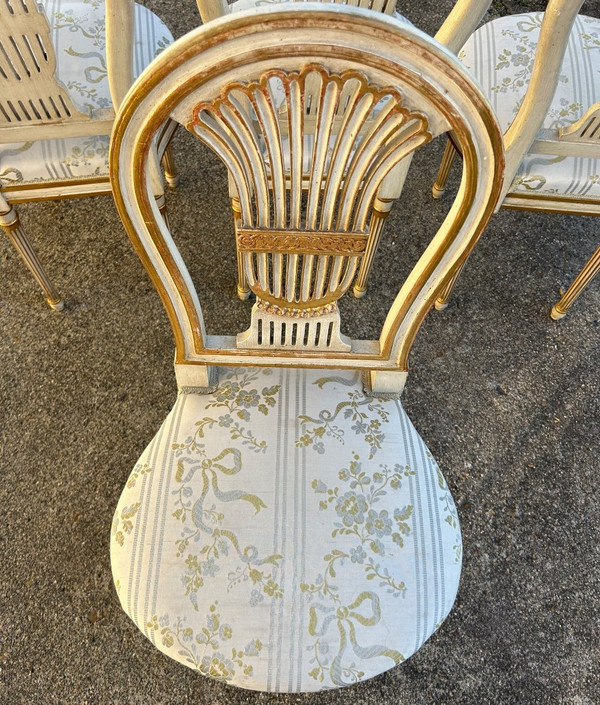 Suite Of Four Louis XVI Style Hot Air Balloon Chairs - Lacquered And Gilded Wood