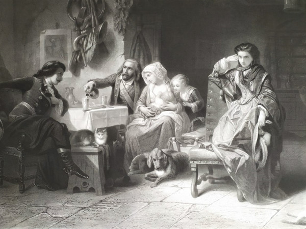 Gravure Scene de Genre d'Après Compte-Calix  Bonheur Passe Richesse