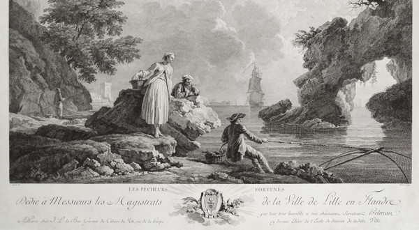 Marinegravur nach Vernet, den glücklichen Fischern, 18. Jahrhundert