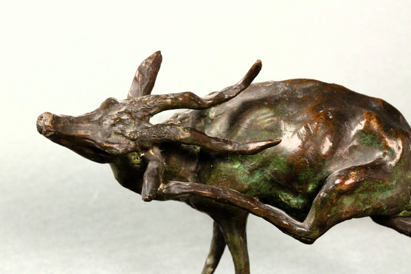 Antelope scratching itself. Animal bronze by Guido Righetti – (1875-1958)