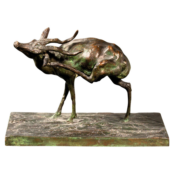 Antelope scratching itself. Animal bronze by Guido Righetti – (1875-1958)