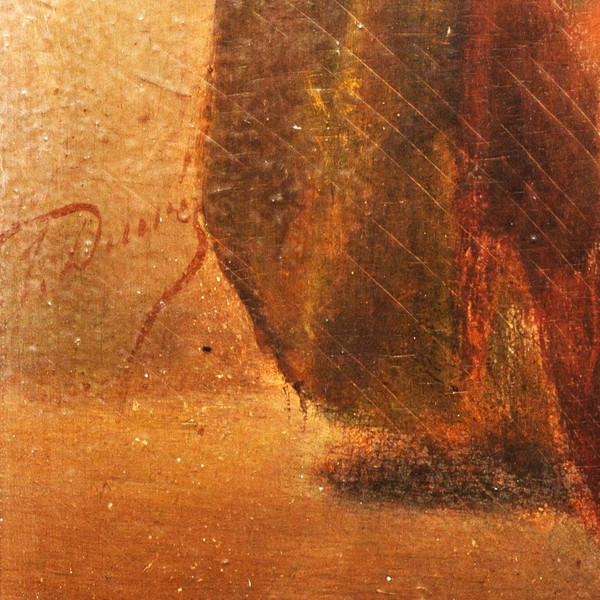Allein in der Welt, Öl auf Holz von Duwez Henri-Joseph (1810-1884)