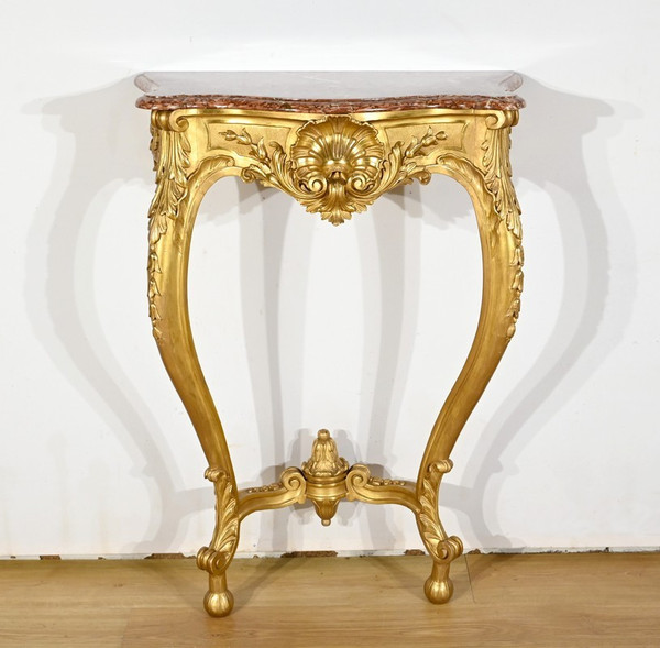 Console Murale en Bois Doré, style Louis XV, époque Napoléon III – Milieu XIXe