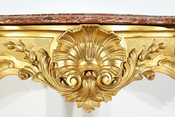 Console Murale en Bois Doré, style Louis XV, époque Napoléon III – Milieu XIXe