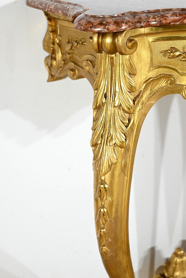 Console Murale en Bois Doré, style Louis XV, époque Napoléon III – Milieu XIXe