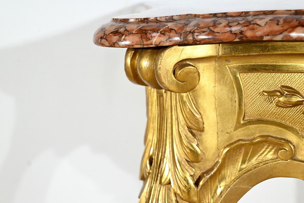 Console Murale en Bois Doré, style Louis XV, époque Napoléon III – Milieu XIXe