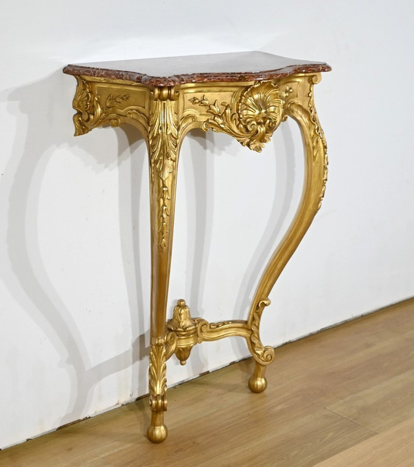 Console Murale en Bois Doré, style Louis XV, époque Napoléon III – Milieu XIXe