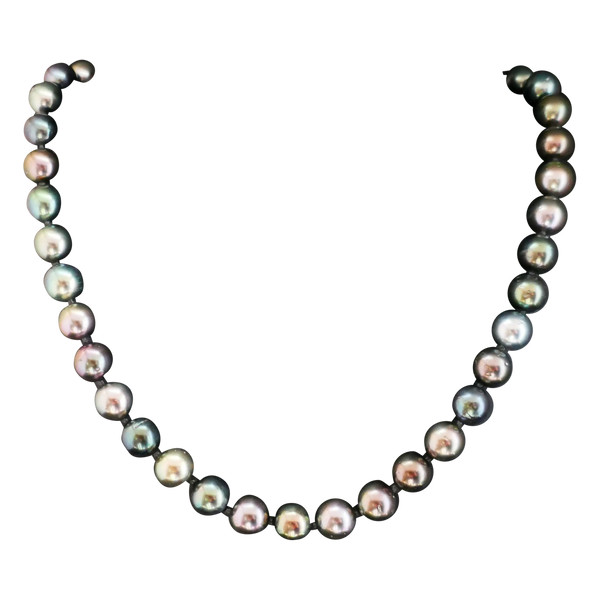 Tahitian Pearl Choker Necklace, Diamond Clasp.