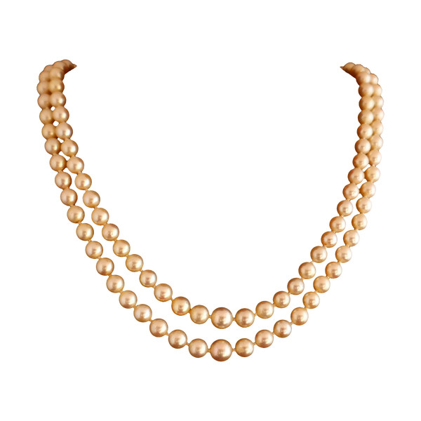 2-Row Cultured Pearl Necklace, 18-Carat Gold Clasp.