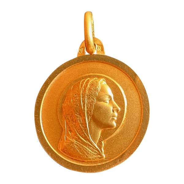 18 Carat Gold Virgin Medal.