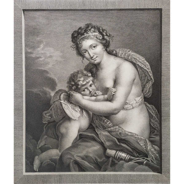 Mythologische Gravur „Venus-Liebe“ nach Elisabeth Vigée le Brun, 19. Jahrhundert