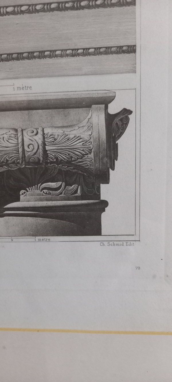 Engraving Ancient fragments Rome 19th century