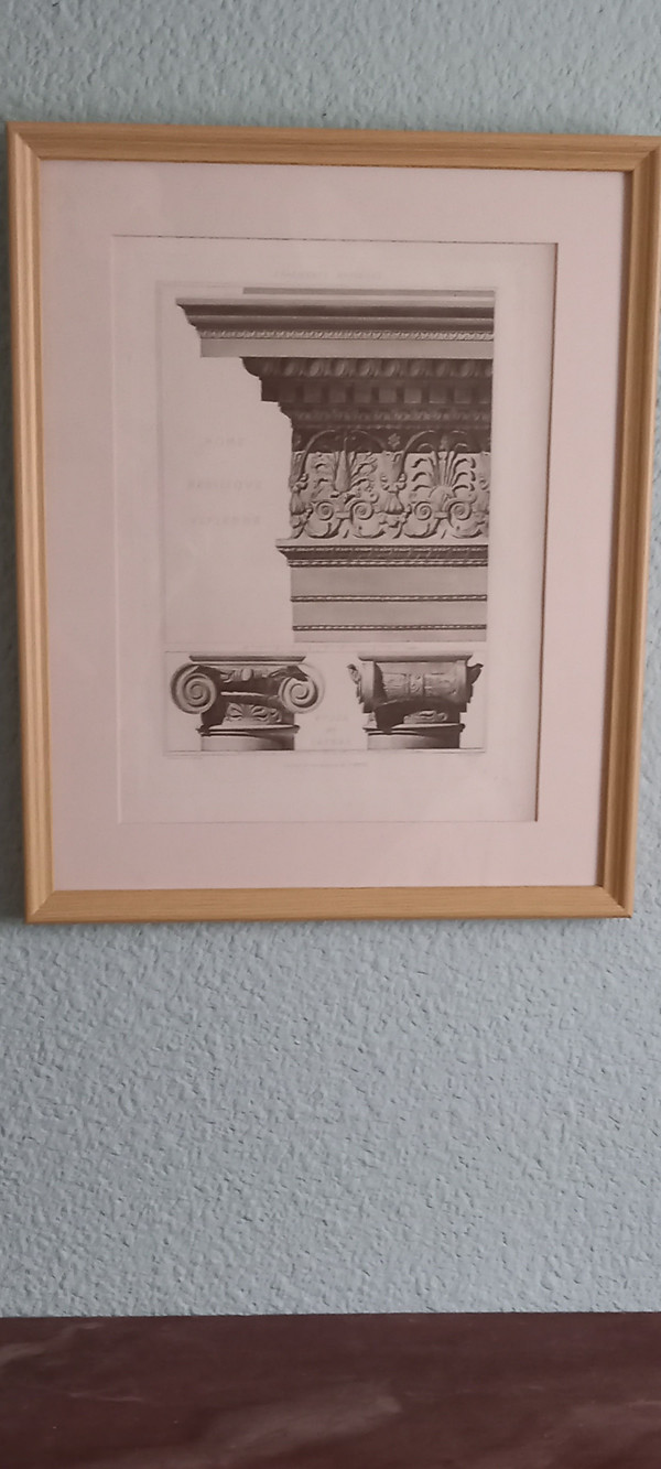 Engraving Ancient fragments Rome 19th century