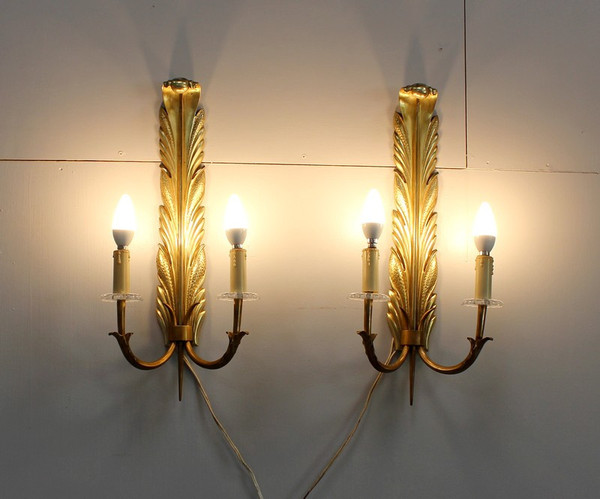 Paire d’Appliques en Bronze Doré – 1950