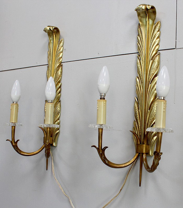 Paire d’Appliques en Bronze Doré – 1950