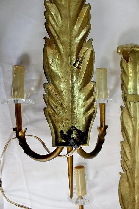 Paire d’Appliques en Bronze Doré – 1950