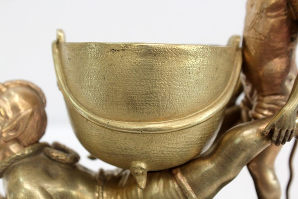 Bronzo dorato "Folletti in carriola" - Fine XIX secolo