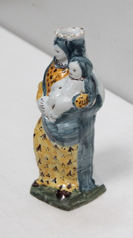 Virgin in Childbirth in Polychrome Earthenware – 18th Century