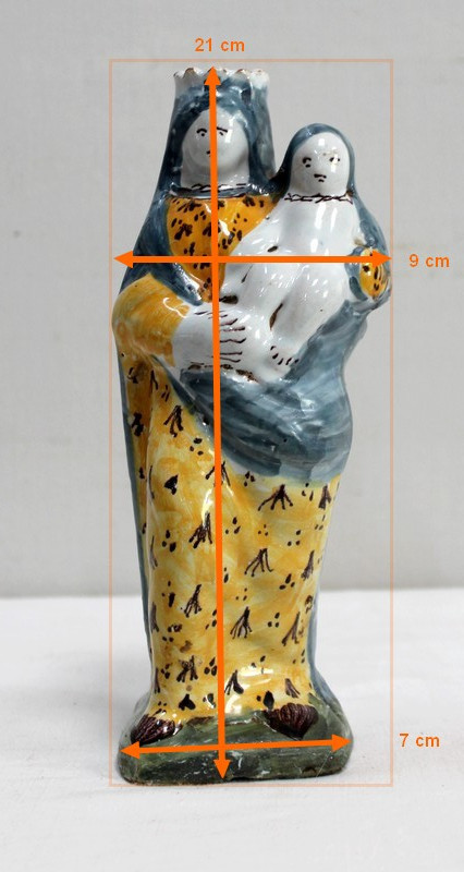 Virgin in Childbirth in Polychrome Earthenware – 18th Century