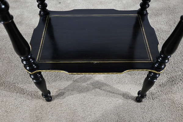 Rare small side table in blackened pearwood and brass, Napoleon III period - mid-19th century