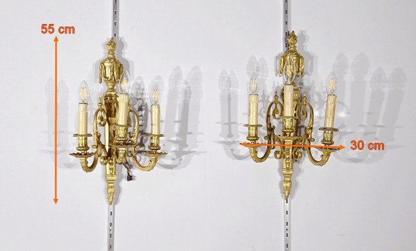 Paire d’Appliques en Bronze, style Louis XVI – 1ère partie XIXe