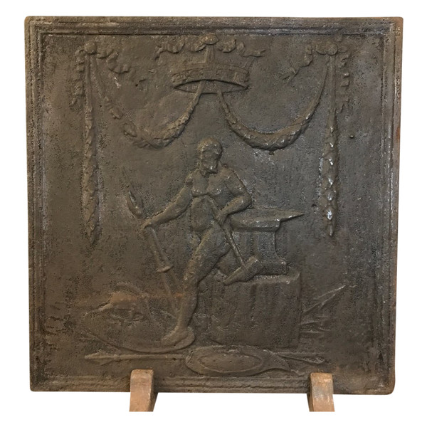 Old cast iron fireback late 18th century