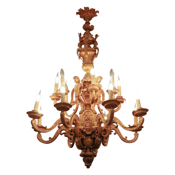 Gilded bronze chandelier after André Charles Boulle late 19th century